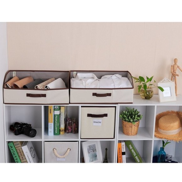 Storage Works Low Front Fabric Storage Bin w/Handles, Natural, 30L, 2-Pack - Picture 4 of 11